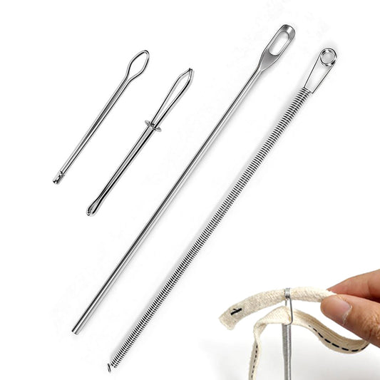 4 Piece Stainless Steel Drawstring Threader Tool Set for Clothing Bags