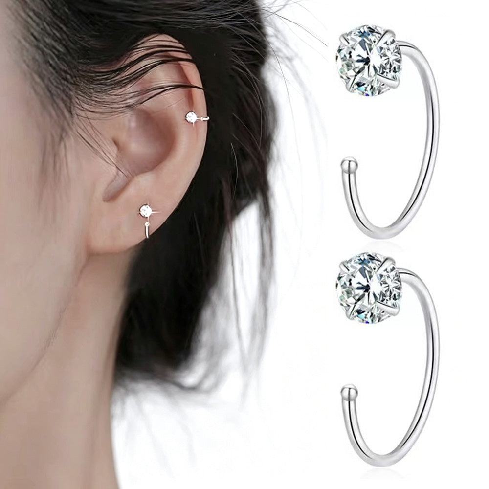 Half Hoop Earrings for Women Lightweight Sterling Silver Stud Earrings for Party Daily Life