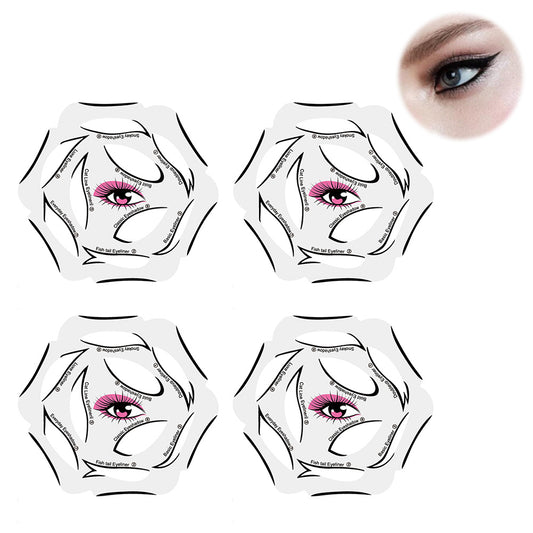 4 Sheets Eyeliner Stencil Kit Transparent Reusable Eye Shadow Stencil for Makeup