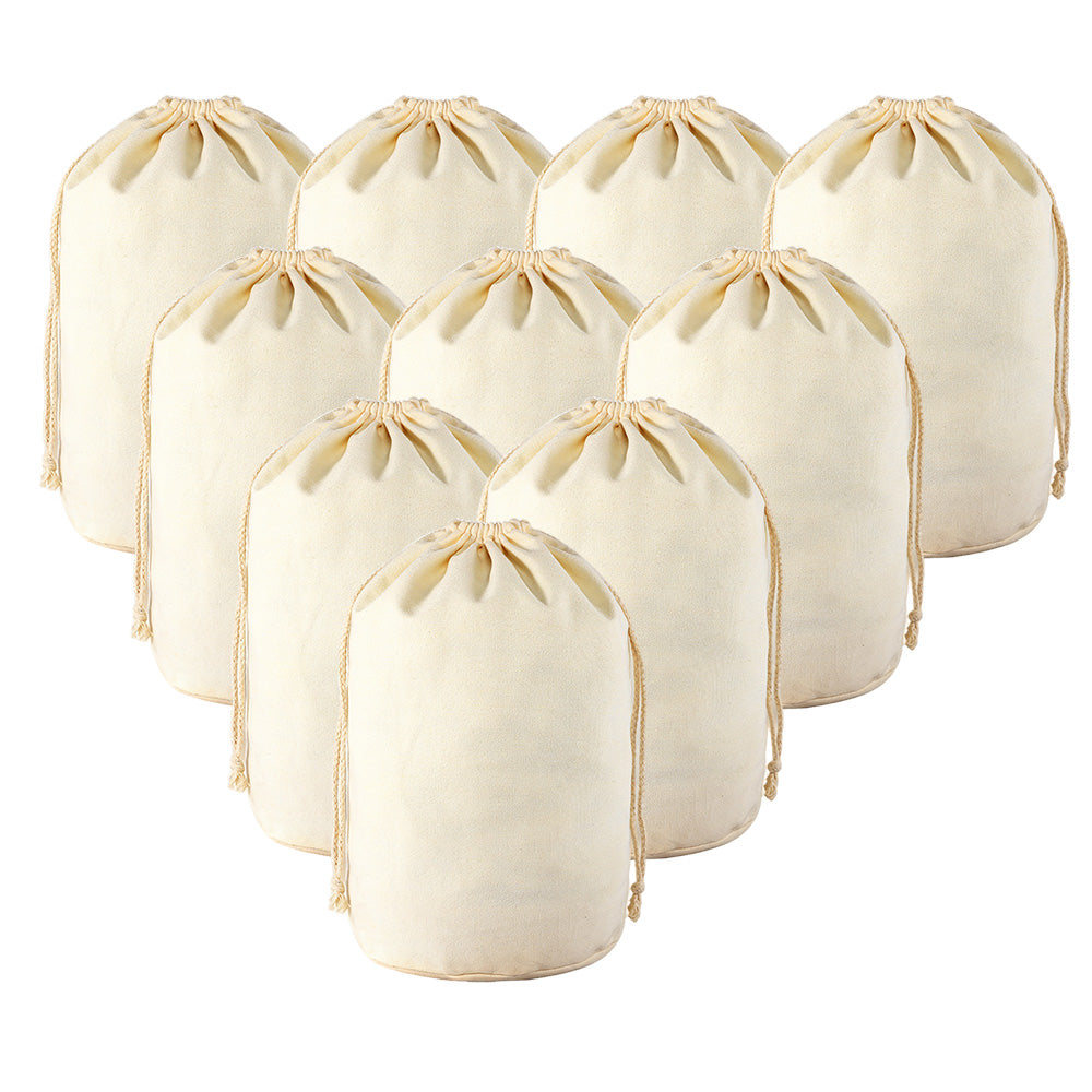 10 Pack Reusable Canvas Drawstring Storage and Gift Bags