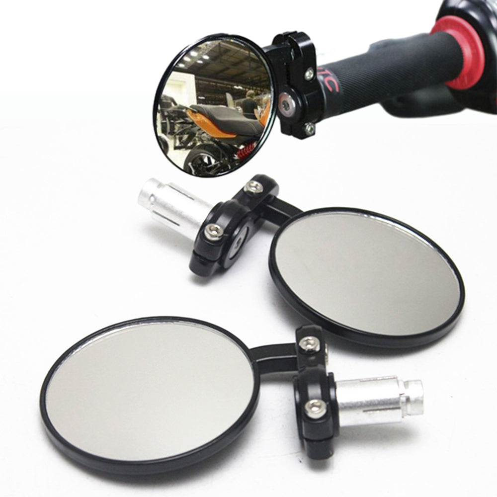2Pcs Universal Motorcycle Handle Bar Rear View Round Mirrors