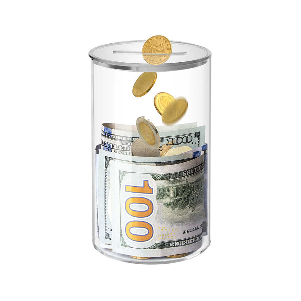 Acrylic Rounded Money Saving Jar Openable Savings Bank