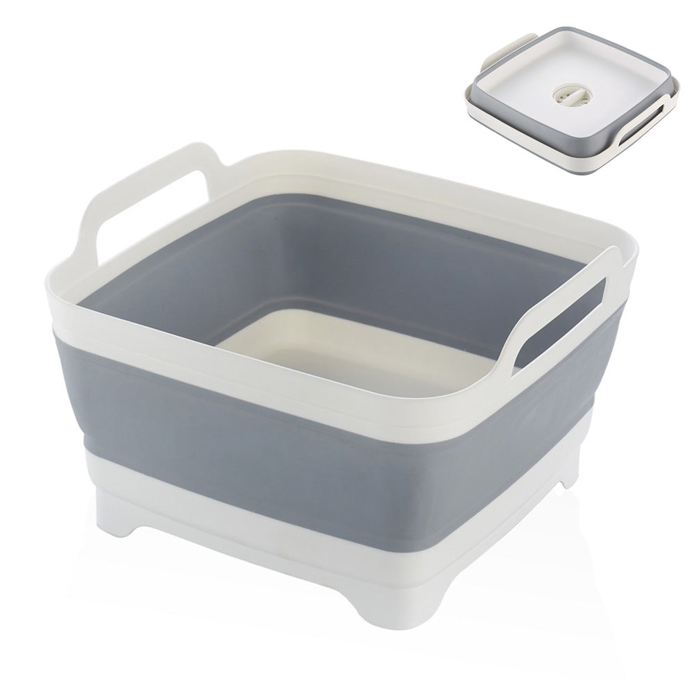 Collapsible Dish Basin with Drain Plug Portable RV Camping Sink