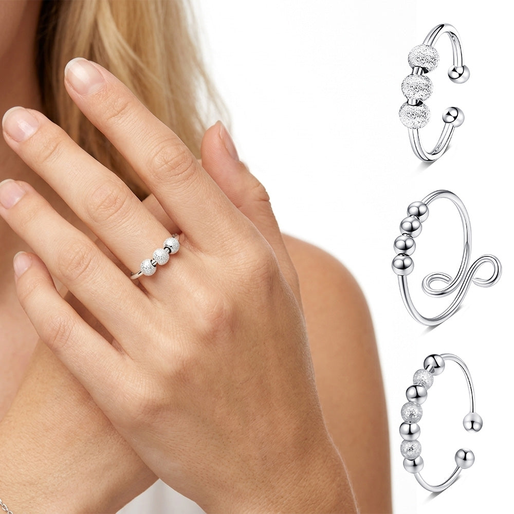 3Pcs Stainless Steel Spinner Rings Fidget Ring Set for Focus for Students and Office Workers