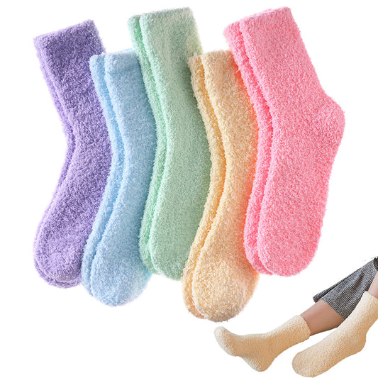 5 Pairs Womens Fuzzy Plush Socks Warm Winter Sleeping Soft Cozy Home Lounge