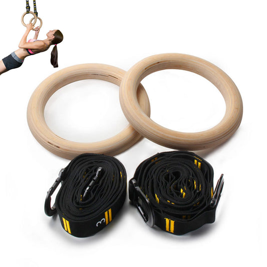 Wooden Gymnastic Rings Set Adjustable Fitness Rings for Home Workouts