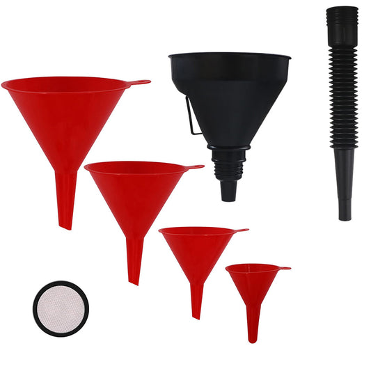 5-Piece Plastic Funnel Set with Flexible Spout
