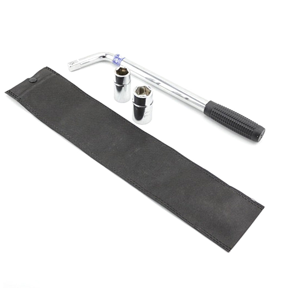 Telescopic Car Wheel Brace with 2 Sockets L Shaped Universal Wheel Wrench for Tire Removal