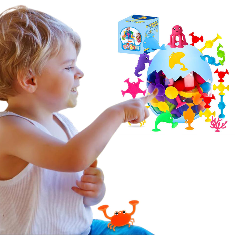 27Pcs Suction Toys Montessori Suction Cup Toy with Egg Shell Silicone Sucker