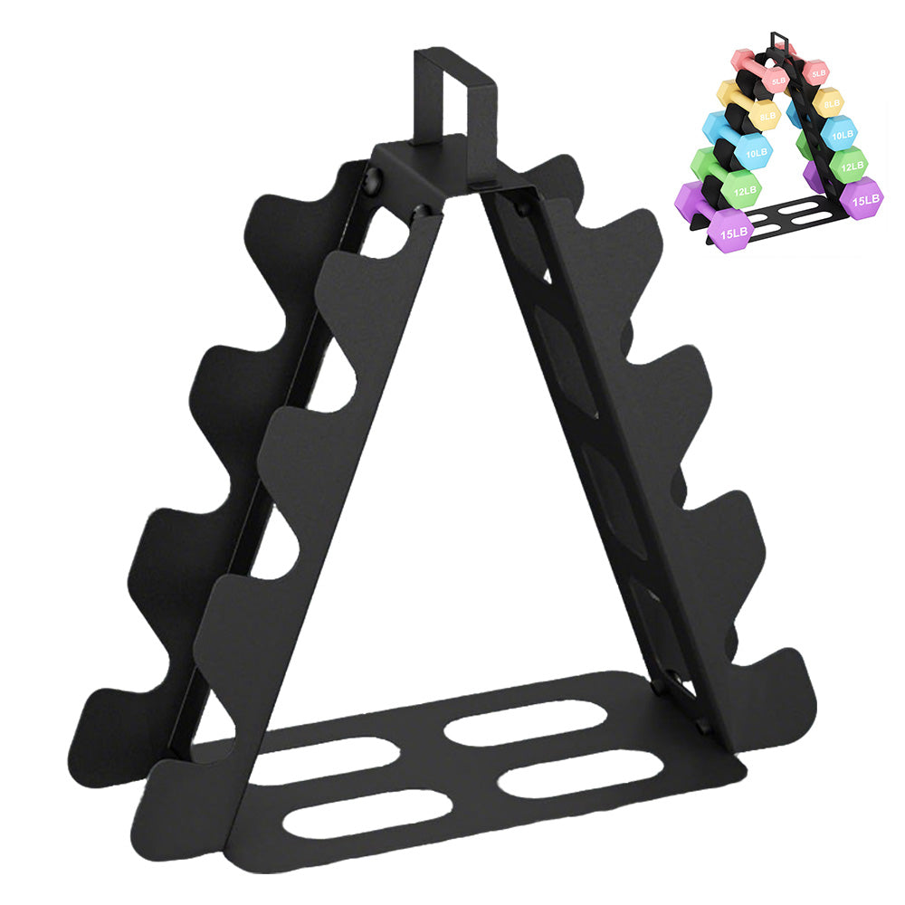 Black Metal Multi-Slot Dumbbell Rack 4 Tier A-Frame Weight Rack