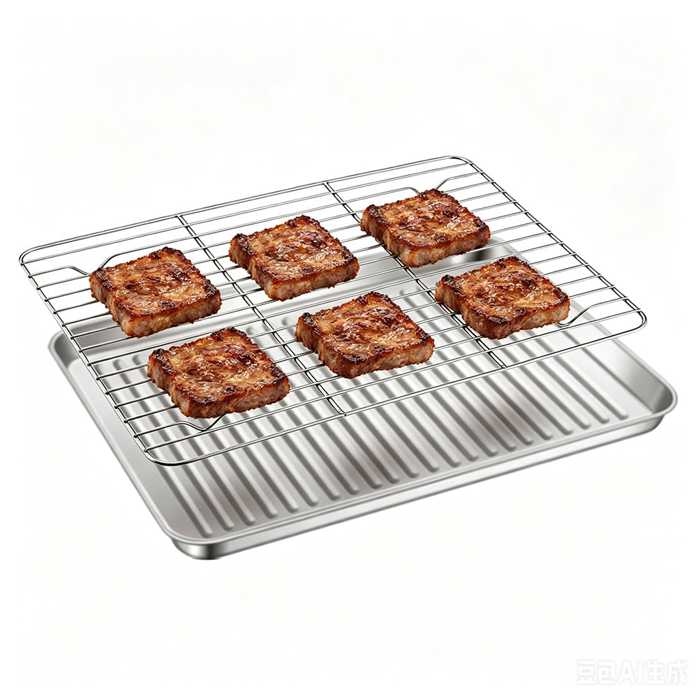 304 Stainless Steel Baking Sheet and Cooling Rack Set for Oven and Air Fryer