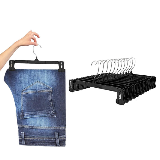 12 PCS 360 Degree Rotating Clothes Hangers with Adjustable Clips for Pants Skirts