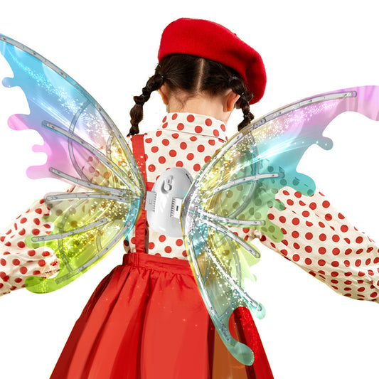 2Pcs LED Electric Butterfly Wings Light Up Moving Butterfly Wings with LED Lights and Music