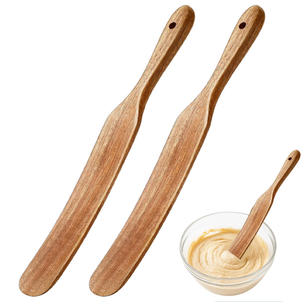 2 Pack Wooden Spatulas for Baking Mixing Sourdough and Cooking