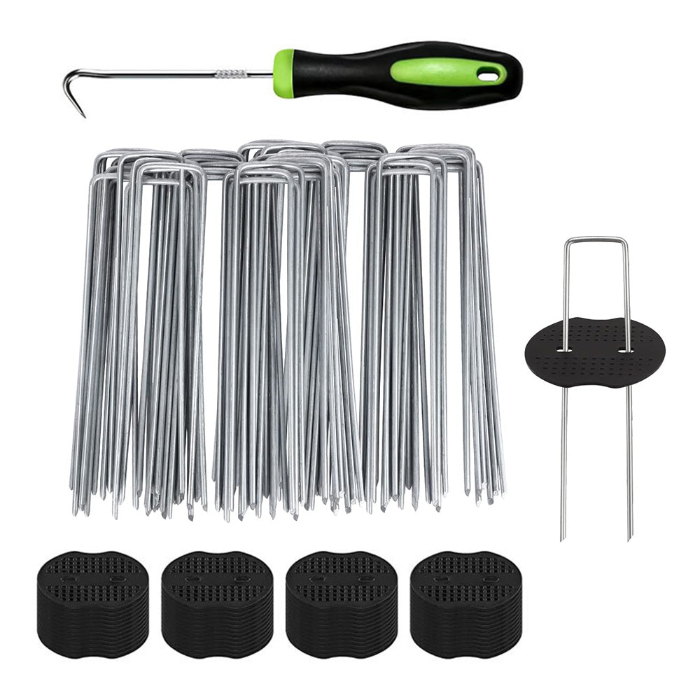 50Pcs 15cm Galvanized U Shaped Stakes for Weed Barrier and Landscape Fabric