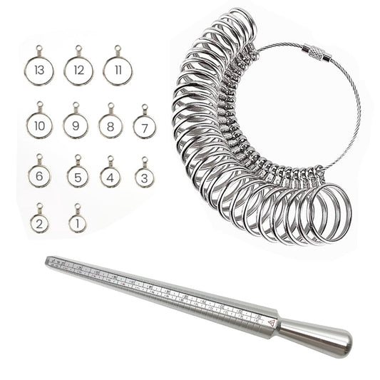 Metal Ring Sizer Gauge Mandrel Finger Sizing Measure Stick Standard Tool
