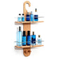 2 Tier Bamboo Shower Caddy with Drain Holes Hanging Organizer for Bathroom
