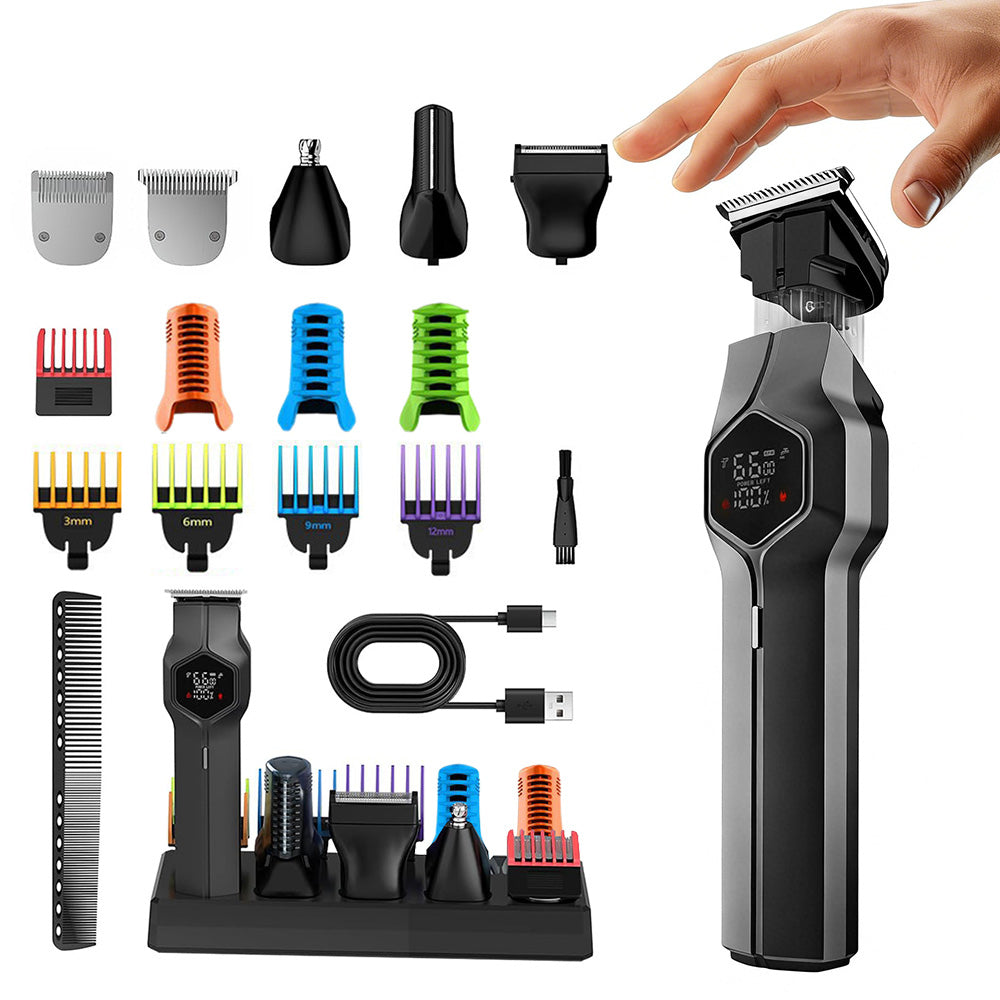 Mens Electric Beard Trimmer IPX7 Waterproof Cordless Hair Clippers Grooming Kits for Mustache Body Face Ear Nose