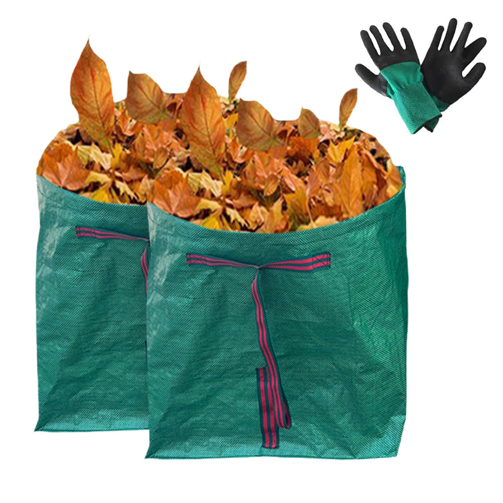 2-Pack 270L Garden Waste Bags - Semi-Circular Outdoor Leaf Collector with Handles