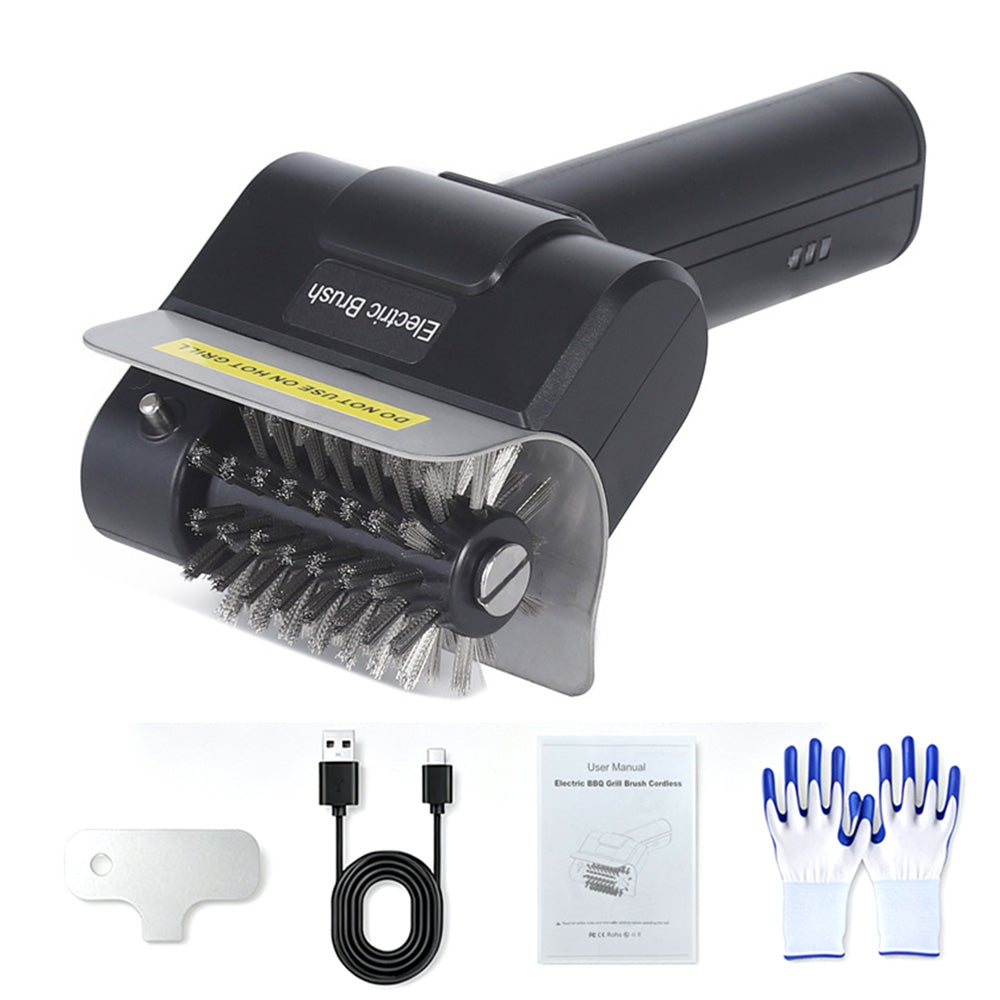 Cordless Electric Grill Brush BBQ Cleaner with 2000mAh Battery and 600rpm for Outdoor