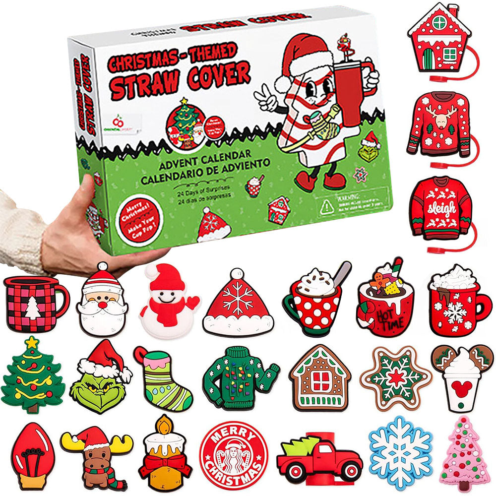 Advent Calendar 24 Days of Christmas Surprises with 10mm Straw Toppers