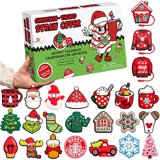 Advent Calendar 24 Days of Christmas Surprises with 10mm Straw Toppers