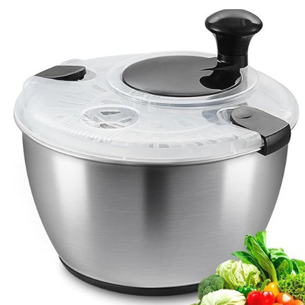 5L Stainless Steel Salad Spinner Vegetable and Fruit Washer Dryer Bowl