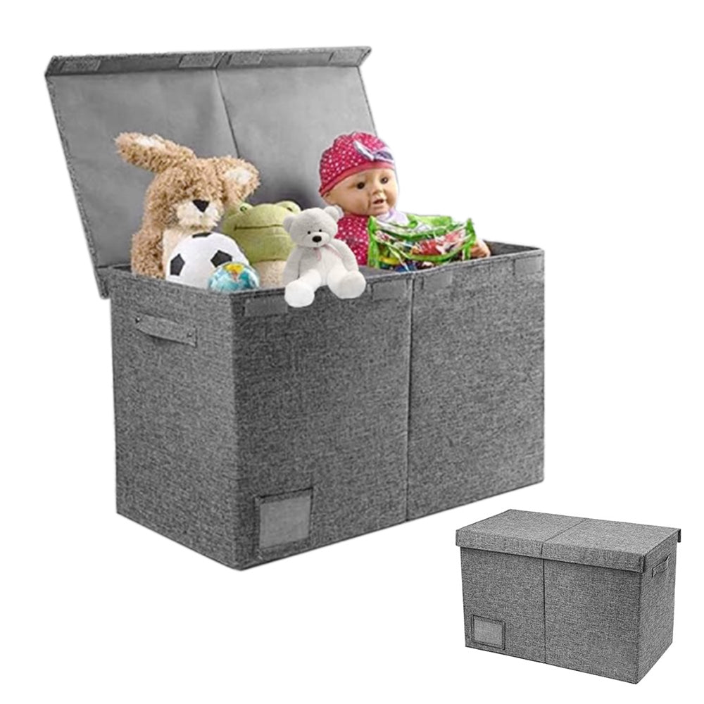 Foldable Large Toy Box Chest with Lid Linen Grey Toy Storage Organizer