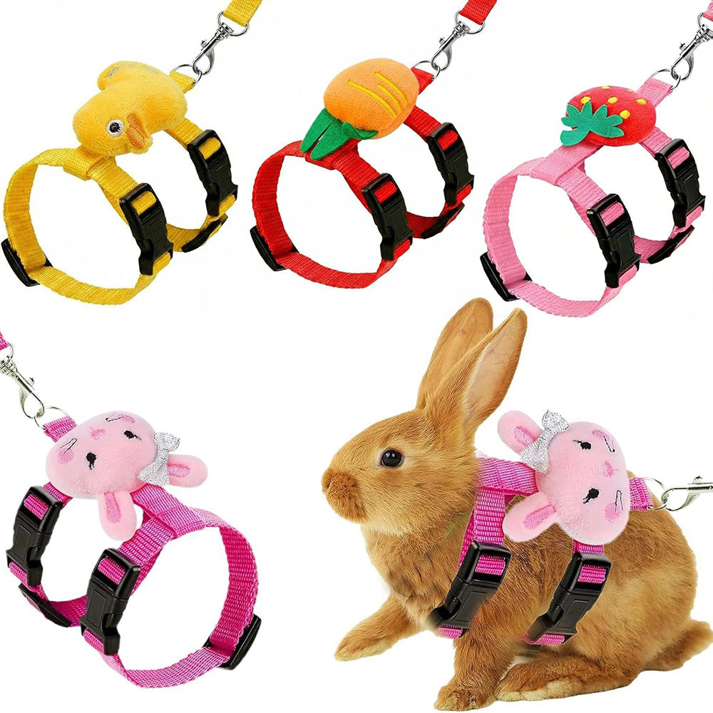 4Pcs Adjustable Rabbit Leash and Harness Set with Vest Style for Small Pets