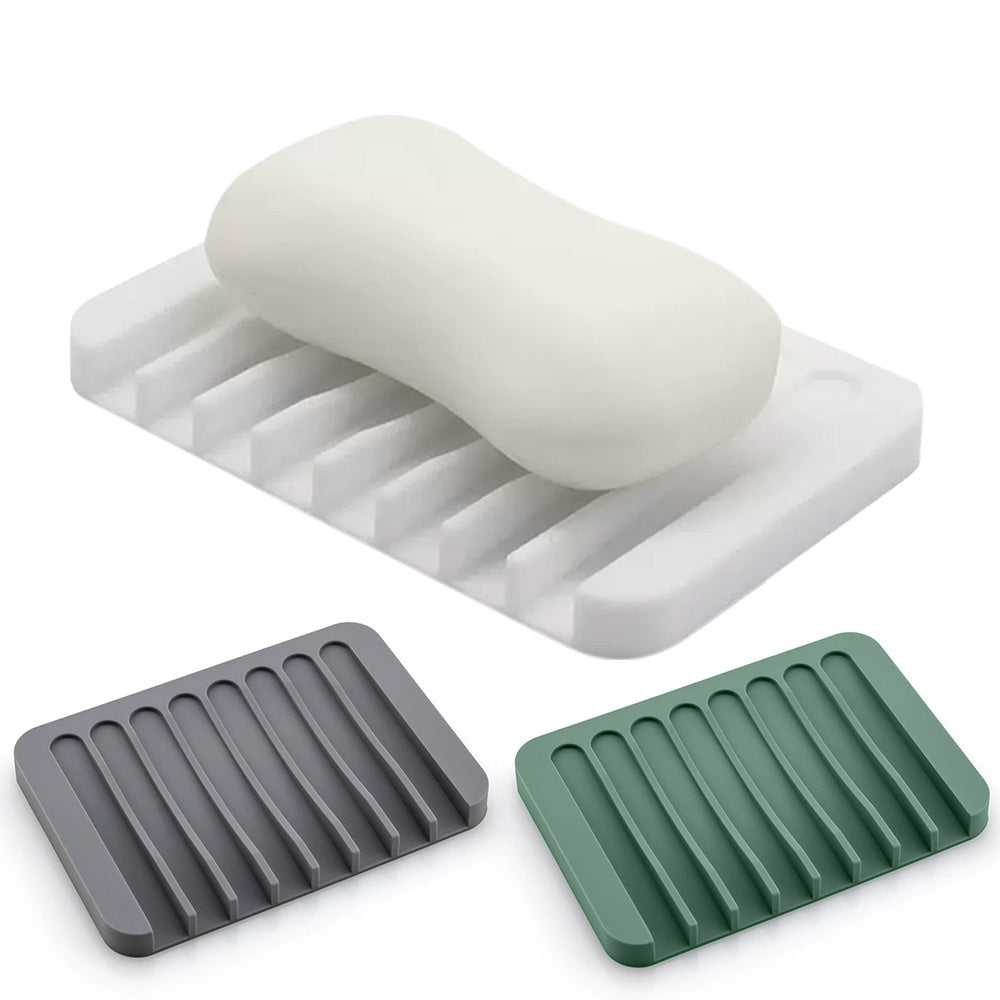 3Pcs Self Draining Soap Dishes Silicone Soap Saver Waterfall Drainer Soap Holder
