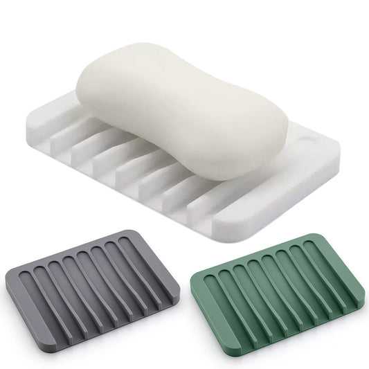 3Pcs Self Draining Soap Dishes Silicone Soap Saver Waterfall Drainer Soap Holder