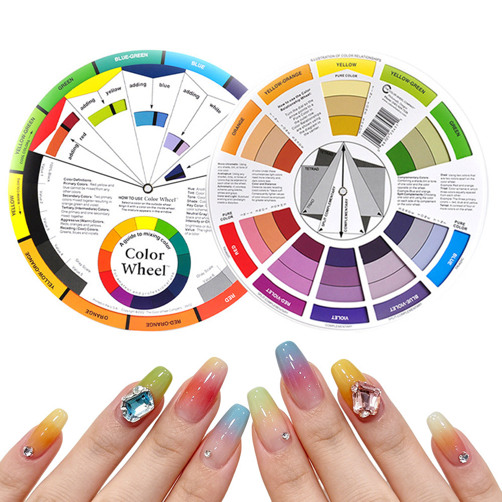 2Pcs Rotating Mixing Guide Color Wheel for Nail Art and Painting