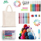 73Pcs Crochet Knitting Needles Yarn Balls and Tote Bag Set