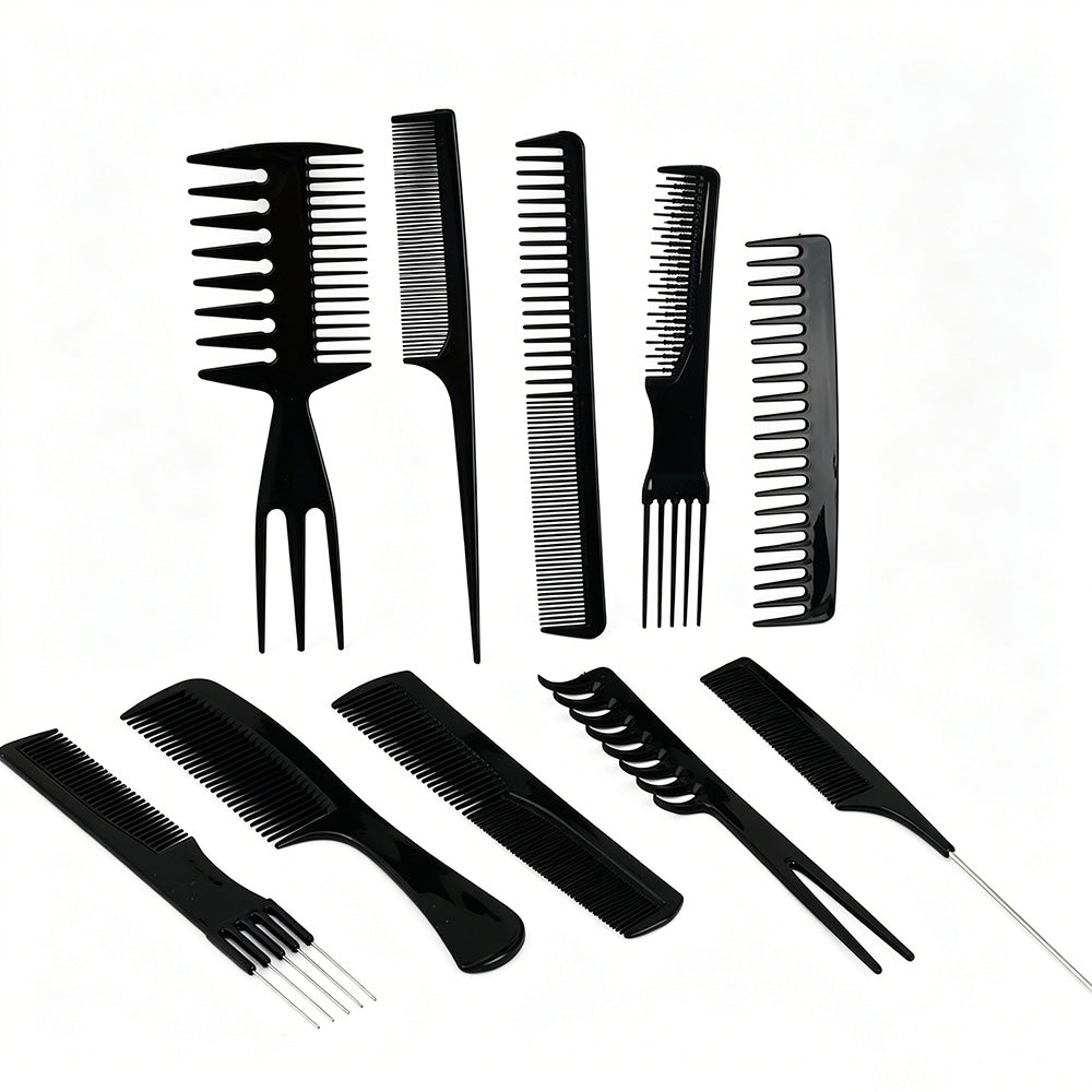 10Pcs Hair Brush Set with PVC Storage Box for Barbershop Salon and Home Use