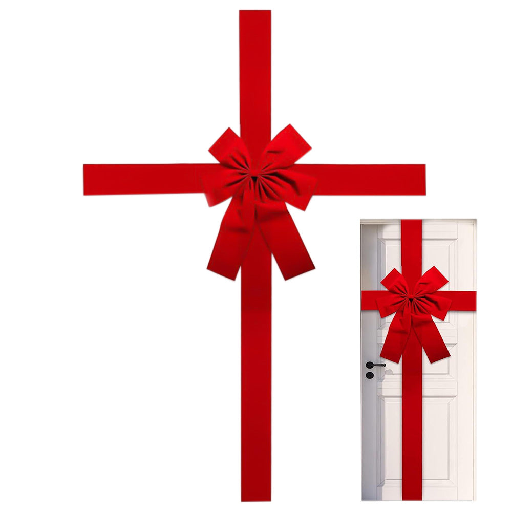 Red Velvet Style Christmas Door Bow with 420x200cm Polyester Straps