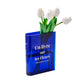 Plastic Clear Book Vase for Flowers Bookshelf Vase Decoration-Blue