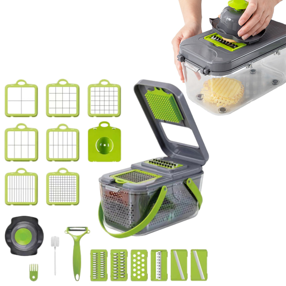 22-in-1 Vegetable Fruit Chopper Slicer with 13 Stainless Steel Blades