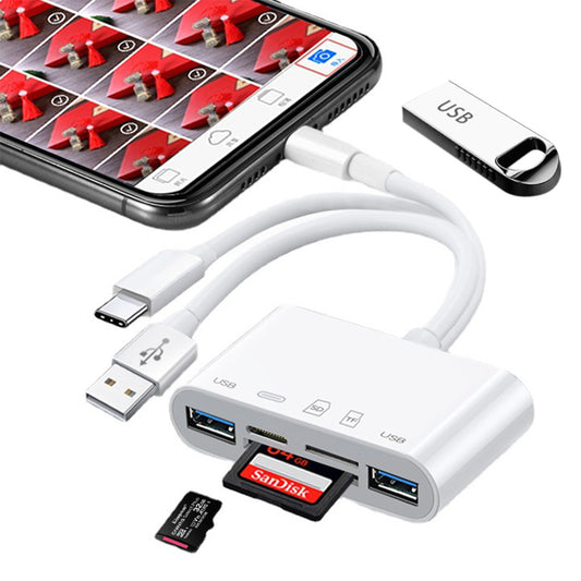 For iPhone iPad 5 In 1 Memory Card Reader USB OTG Adapter SD Card Reader