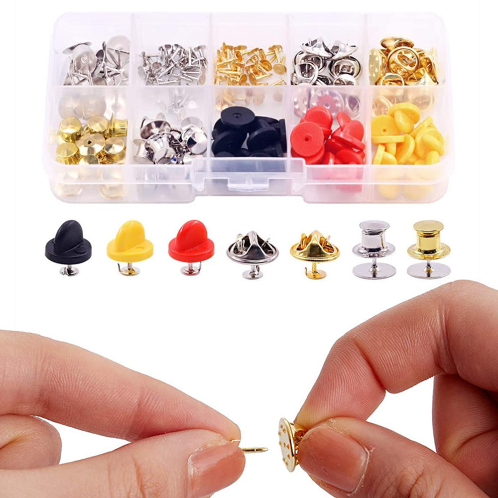 150 PCS Butterfly Clutch Tie Tacks Pin Back Replacement with Storage Box for DIY Brooch Badge
