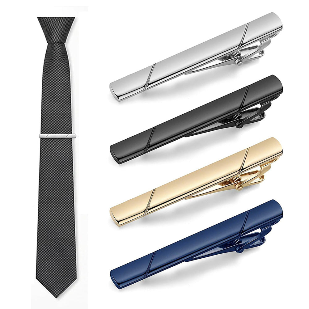 4 Pack Tie Clips for Men Metal Tie Pins with Storage Box