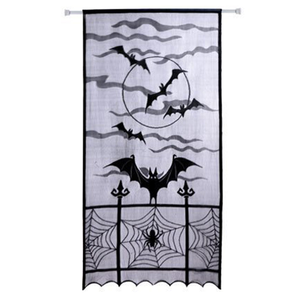 Large Halloween Door Curtain for Doors Windows Walls Bat Spider Web Door Cover for Holiday Party Decoration
