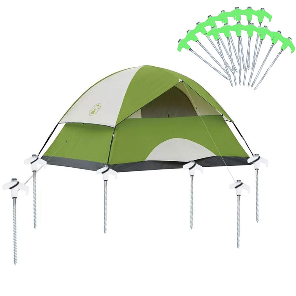 15Pcs Heavy Duty Steel Screw Drill Camping Tent Pegs with Glow in the Dark Head