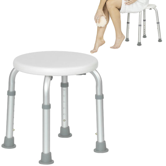 Round Adjustable Height Shower Stool With Anti-Skid Legs