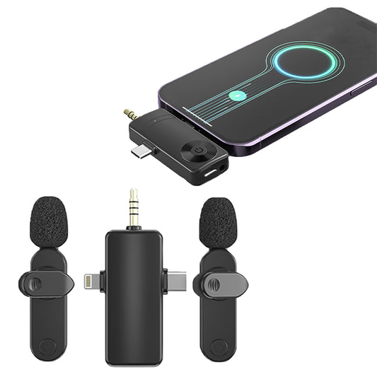 3 in 1 Wireless Lavalier Microphone for Android Phone iPhone Vlog Live Stream Mic