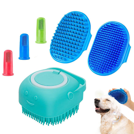 6PCS Dog Bath Brush Set Shampoo Brush Finger Toothbrush for Dogs Cats