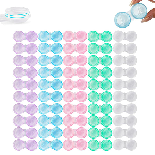 50 Pack Leak-Proof Contact Lens Cases Multi Colour