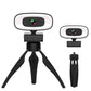 4K Webcam with Microphone Ring Light and Rotatable Tripod Computer Webcam