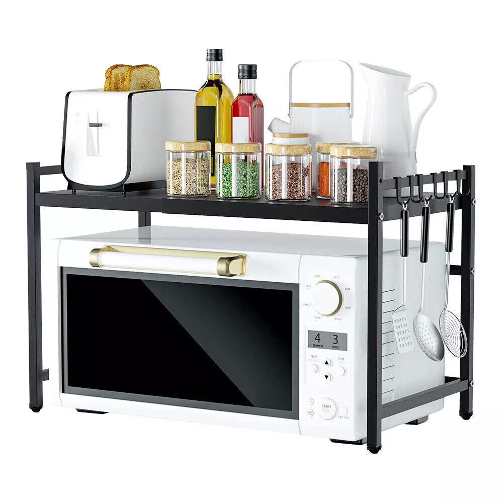 Adjustable Microwave Oven Shelf Kitchen Countertop Organizer Rack
