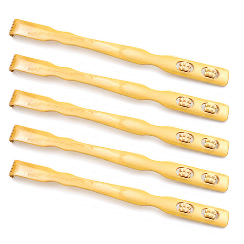 5 Pack Bamboo Back Scratcher - Dual Roller Massage Itch Reliever