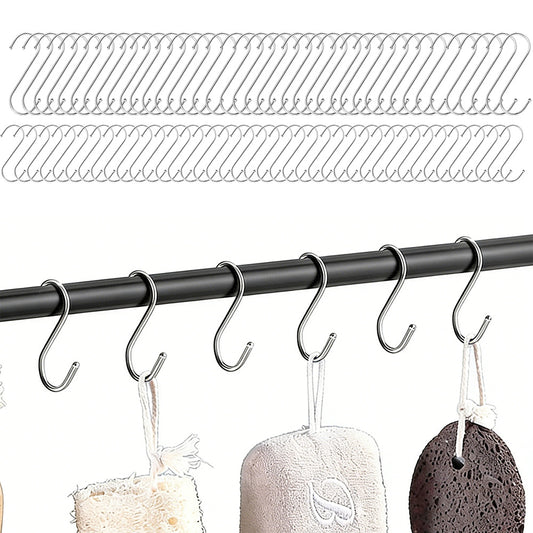 40Pcs Stainless Steel Metal S Shaped Hooks Clothes Hanger for Kitchen Bathroom Closet